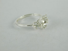 6609  Sterling Silver Ring,  3 Stone (7 mm  & 2- 4mm) Round Faceted  Setting, Size 8.75