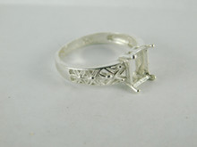 6610  Sterling Silver Ring, 8x6 mm Emerald  Cut Faceted  Setting, Size 8