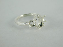 6613 Sterling Silver Ring Setting, (3 Stone) 6x12 mm Shallow Cut Marquise faceted & (2) 4.5 mm Rd, size 7
