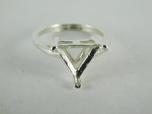 6616 Sterling Silver Ring Setting, 10x10 Triangle Faceted, Size 6.25