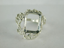 6617 Sterling Silver Ring Setting, 12x14 Emerald Faceted, Size 8