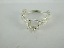 6621 Sterling Silver Ring Setting, 7mm Round Faceted, Size 7