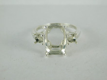 6624 Sterling Silver Ring Setting, (3 Stone) 14x10 Oval & (2) 4.5mm Round, Size 8.5
