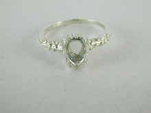 6625 Sterling Silver Ring Setting, 9x6 Pear Faceted, Size 7