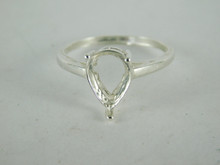 6629 Sterling Silver Ring Setting, 10x7 Pear Faceted, Size 7.5