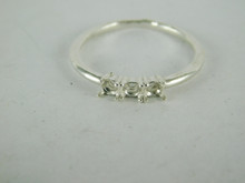 6630 Sterling Silver Ring Setting, (3 Stone) 3mm Round Faceted, Size 7.75
