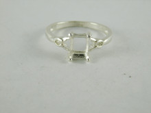 6631 Sterling Silver Ring Setting, 8x6 Emerald Faceted, Size 8.5