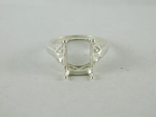 6632 Sterling Silver Ring Setting, 12x10 Emerald Faceted, Size 7.5