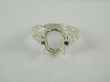 6636 Sterling Silver Ring Setting, 11x9 Oval Faceted, Size 6.75