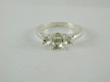 6637 Sterling Silver Ring Setting, (3 Stone) 7x5 Oval & (2) 3.5mm Rds, Size 8