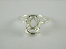 6638 Sterling Silver Ring Setting, 14x10 Oval Faceted, Size 7.5
