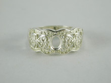 6640 Sterling Silver Ring Setting, 6x4 Oval Faceted, Size 7