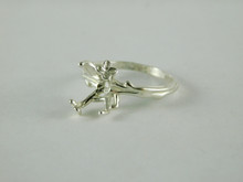  6642 Sterling Silver Ring Setting, 9x7 Emerald Cut Faceted, Size 7