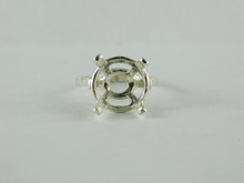 6643 Sterling Silver Ring Setting,14mm Round Faceted, Size 8.5