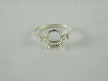 6647 Sterling Silver Ring Setting, (3 Stone) 9mm Rd & (2) 2mm Rd accents, Size 8.75