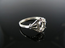 3097 STERLING SILVER RING SETTING, 6X4 MM OVAL FACETED GEMSTONE, SIZE 5.5