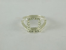 6651 Sterling Silver Ring Setting, 11x9 Emerald Shallow, Size 7