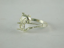 6652 Sterling Silver Fox Ring Setting, 6x4 Oval Cab or Faceted, Size 6.75