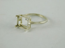 6654 Sterling Silver Ring Setting, 10x8 Emerald Cut Faceted, Size 10.25