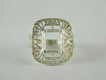 6655 Sterling Silver Ring Setting, 10x8 Emerald Cut Faceted, Size 8.25