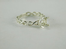 6656 Sterling Silver Ring Setting, 7.5mm Round Faceted, Size 8