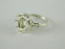 6657 Sterling Silver Ring Setting, 11x9 Oval Faceted, Size 8