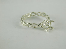 6658 Sterling Silver Ring Setting, 7mm Round Faceted, Size 8.25