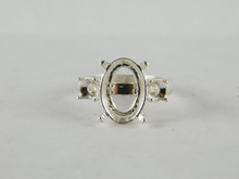 6671 Sterling Silver Ring Setting, Multi-Stone, 14x10 Oval & (2) 4.5 mm Rd Accents, Size 8