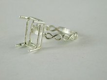 6673 Sterling Silver Ring Setting, 14x10 Emerald Faceted, Size 9.75