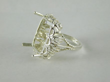 6676 LM Sterling Silver Ring Setting, 20x15 Emerald Faceted, Size 8.25