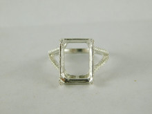 6677 Sterling Silver Ring Setting, 16x12 Emerald Faceted, Size 7