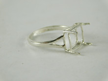 6681 Sterling Silver Ring Setting, 10x8 Emerald Faceted, Size 6.25