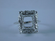 6689 Sterling Silver Ring Setting, 14x12 Emerald Faceted, Size 8.75
