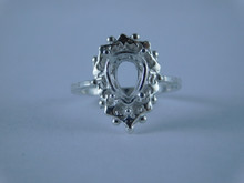 6695 Sterling Silver Ring Setting, 10x8 Pear Faceted, Size 5.25