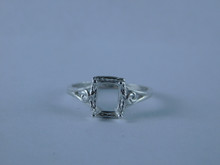 6696 Sterling Silver Ring Setting, 7.5x5.5 Emerald Faceted, Size 8