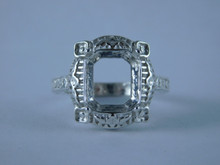 6698 Sterling Silver Ring Setting, 11x9 Emerald Faceted, Size 8