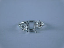 6705 Sterling Silver Ring Setting, 7x5 Emerald Faceted, Size 5