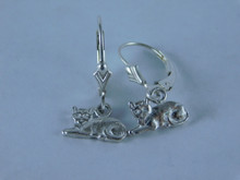 6711 Sterling Silver Cat Earrings with Lever Backs 