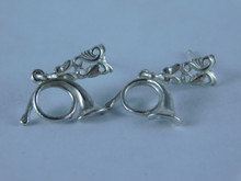 6713 Sterling Silver French Horn Earrings with Arrow Posts