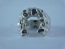6720 Sterling Silver Nugget Horseshoe Ring, Size 7.75