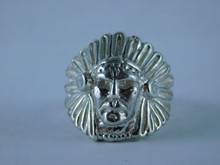 6726 Sterling Silver Indian Head Ring, Size 8.75