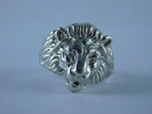 6728 Sterling Silver Large Lion's Head Ring, Size 8