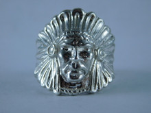 6730 Sterling Silver Indian Head Ring, Size 11