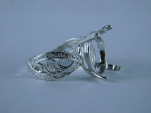 6735 Sterling Silver Ring Setting, 16x12 Oval Faceted, Size 7.75