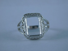 6736 Sterling Silver Ring Setting, 14x10 Emerald Faceted, Size 8.75