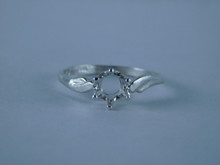 6738 Sterling Silver Ring Setting, 5.5mm Round Faceted, Size 7.25
