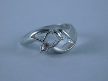 6739 Sterling Silver Ring Setting, 8x5 Pear Faceted, Size 6.25