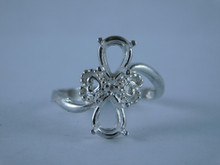 6744 Sterling Silver Ring Setting, (2) 7x5 Pears Faceted, Size 7