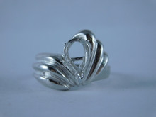 6746 Sterling Silver Ring Setting, 9x7 Pear Faceted, Size 6.25
