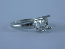 6747 Sterling Silver Ring Setting, 9.5mm Round Faceted, Size 5.25